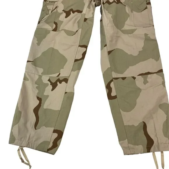 US Army Cargo Pants Men XL Green Camouflage Flat Front Drawstring Leg Button Fly - Picture 8 of 16